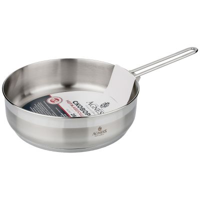 СКОВОРОДА AGNESS PROFESSIONAL 28Х8 СМ, 5 Л ВЫСОКОКАЧЕСТВЕННАЯ НЕРЖ СТАЛЬ 18/10 ИНДУКЦИОННОЕ ДНО-1