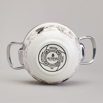 КАСТРЮЛЯ AGNESS ЭМАЛИРОВАННАЯ СО СТЕКЛЯННОЙ КРЫШКОЙ СЕРИЯ 