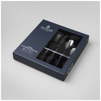 НАБОР СТОЛОВЫХ ПРИБОРОВ REGINA AGNESS 16 ПР., СТАЛЬ 18/10, ПВД ПОКРЫТИЕ, ЦВЕТ: ЧЕРНЫЙ-1