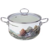 КАСТРЮЛЯ AGNESS ЭМАЛИРОВАННАЯ СО СТЕКЛЯННОЙ КРЫШКОЙ СЕРИЯ 