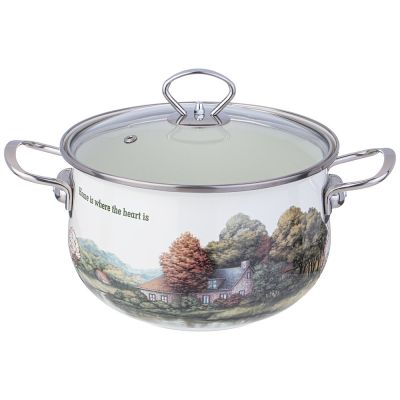 КАСТРЮЛЯ AGNESS ЭМАЛИРОВАННАЯ СО СТЕКЛЯННОЙ КРЫШКОЙ СЕРИЯ 