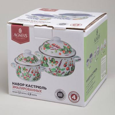 НАБОР КАСТРЮЛЬ AGNESS ЭМАЛИРОВАННЫХ СЕРИЯ 