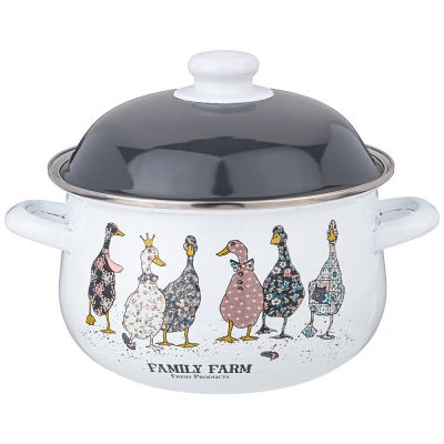 КАСТРЮЛЯ AGNESS ЭМАЛИРОВАННАЯ С ЭМАЛ.КРЫШКОЙ СЕРИЯ 