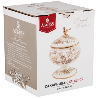 САХАРНИЦА AGNESS ЭМАЛИРОВАННАЯ НА НОЖКЕ, СЕРИЯ ROYAL GARDEN 0,85Л-1