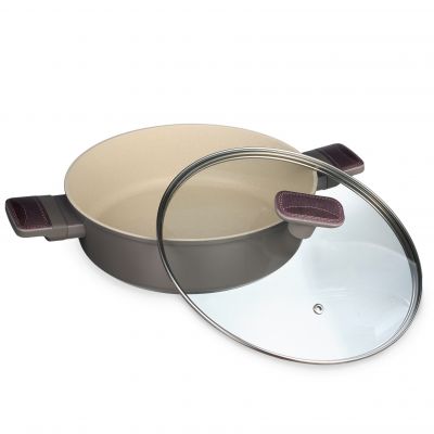 СОТЕЙНИК СО СТЕКЛ. КРЫШКОЙ И АНТИПРИГАРНЫМ ПОКРЫТИЕМ PFLUON MARBLE, 26*7,5 СМ-4