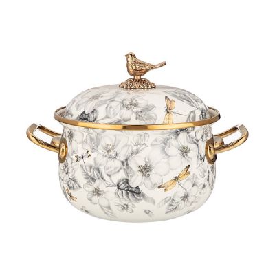 КАСТРЮЛЯ ЭМАЛИРОВАННАЯ AGNESS С КРЫШКОЙ, СЕРИЯ ЯБЛОНЕВЫЙ САД, 2,1Л, ДИА.16СМ-0