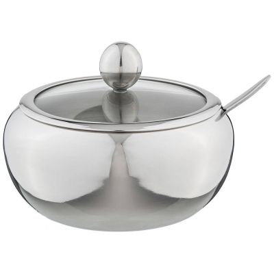 САХАРНИЦА AGNESS С ЛОЖКОЙ 560 МЛ ДИАМЕТР=11 СМ ВЫСОТА=10 СМ (КОР=36ШТ.)-0