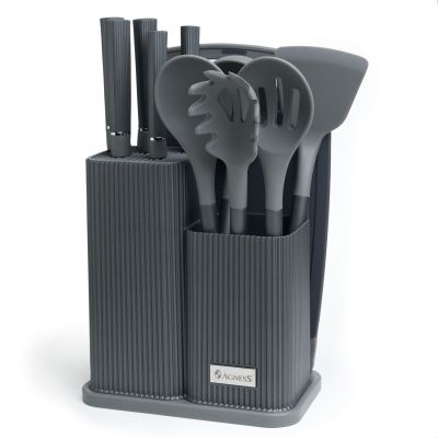 НАБОР AGNESS ИЗ 12ПР: 5 НОЖЕЙ,ДОСКА,ПОДСТАВКА,ПОЛОВНИК,ЛОЖКА,ЛОПАТКА,ШУМОВКА,ЛОЖКА ДЛЯ СПАГЕТТИ-0