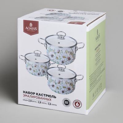 НАБОР КАСТРЮЛЬ AGNESS ЭМАЛИРОВАННЫХ СЕРИЯ 