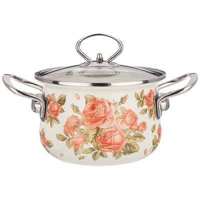 КАСТРЮЛЯ AGNESS ЭМАЛИРОВАННАЯ СО СТЕКЛ. КРЫШКОЙ, СЕРИЯ 