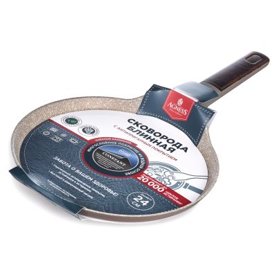 СКОВОРОДА БЛИННАЯ С АНТИПРИГАРНЫМ ПОКРЫТИЕМ PFLUON MARBLE, 24*4,3 СМ-4