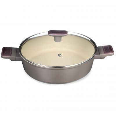 СОТЕЙНИК СО СТЕКЛ. КРЫШКОЙ И АНТИПРИГАРНЫМ ПОКРЫТИЕМ PFLUON MARBLE, 26*7,5 СМ-0