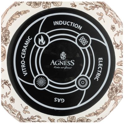 КАСТРЮЛЯ ЭМАЛИРОВАННАЯ AGNESS С КРЫШКОЙ, СЕРИЯ ROYAL GARDEN 2,8Л, ДИА.18СМ ПОДХОДИТ ДЛЯ ИНДУКЦИОН.ПЛ-2