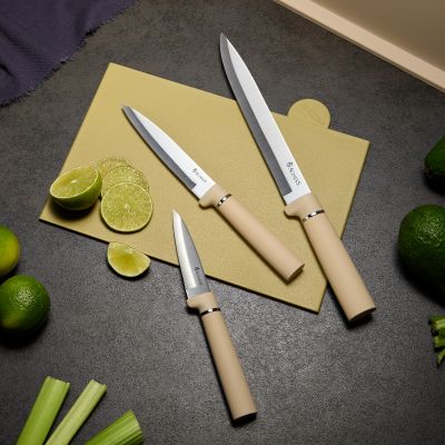 НАБОР AGNESS ИЗ 10ПР: 5 НОЖЕЙ, 4 ДОСКИ И ПОДСТАВКА, ЦВЕТ: БЕЖЕВЫЙ-5