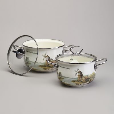 НАБОР КАСТРЮЛЬ ЭМАЛИРОВАННЫЙ, СЕРИЯ 