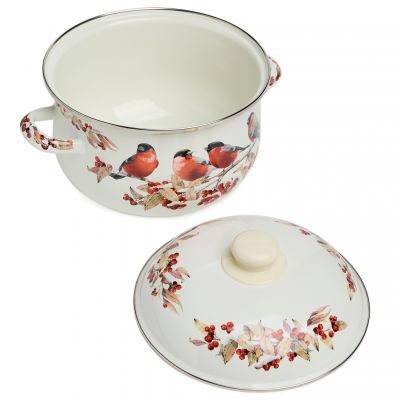 КАСТРЮЛЯ AGNESS ЭМАЛИРОВАННАЯ С ЭМАЛ.КРЫШКОЙ СЕРИЯ 