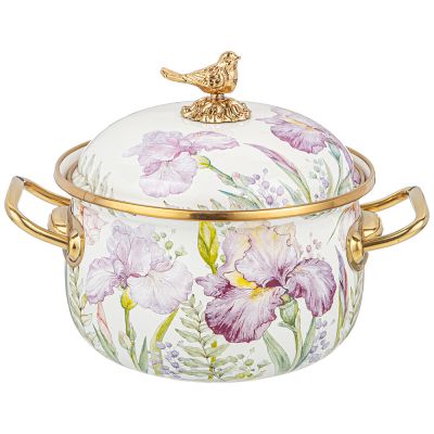 КАСТРЮЛЯ ЭМАЛИРОВАННАЯ AGNESS С КРЫШКОЙ, СЕРИЯ IRISES, 2,1Л, ДИА.16СМ ПОДХОДИТ ДЛЯ ИНД. ПЛИТ-0