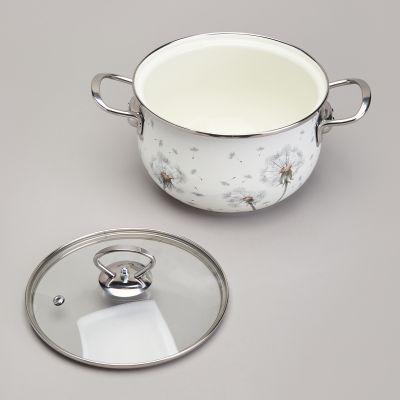 КАСТРЮЛЯ AGNESS ЭМАЛИРОВАННАЯ СО СТЕКЛЯННОЙ КРЫШКОЙ СЕРИЯ 