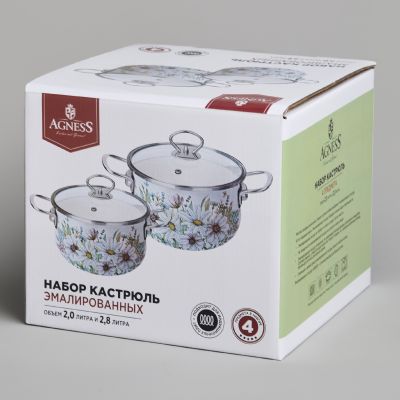 НАБОР КАСТРЮЛЬ AGNESS ЭМАЛИРОВАННЫХ СЕРИЯ 