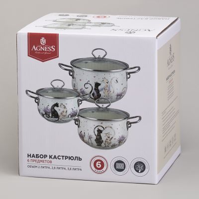НАБОР КАСТРЮЛЬ ЭМАЛИРОВАННЫЙ, СЕРИЯ 