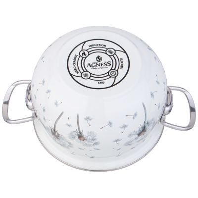 КАСТРЮЛЯ AGNESS ЭМАЛИРОВАННАЯ СО СТЕКЛЯННОЙ КРЫШКОЙ СЕРИЯ 