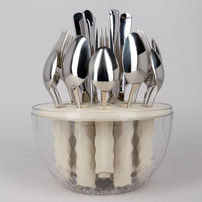 НАБОР СТОЛОВЫХ ПРИБОРОВ НА ВРАЩАЮЩЕЙСЯ ПОДСТАВКЕ, 24ПР., СТАЛЬ 18/10-4