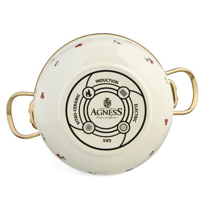 КАСТРЮЛЯ ЭМАЛИРОВАННАЯ AGNESS СО СТЕКЛЯННОЙ КРЫШКОЙ СЕРИЯ 