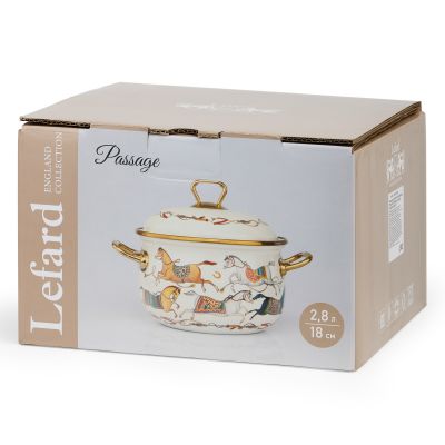 КАСТРЮЛЯ LEFARD ЭМАЛИРОВАННАЯ С КРЫШКОЙ, СЕРИЯ PASSAGE, 2,8Л, ДИА.18СМ ПОДХОДИТ ДЛЯ ИНДУК.ПЛИТ-1