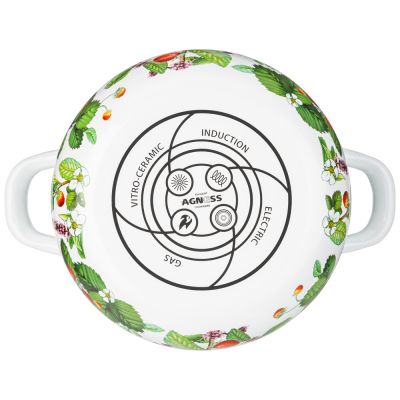 КАСТРЮЛЯ AGNESS ЭМАЛИРОВАННАЯ С ЭМАЛ.КРЫШКОЙ СЕРИЯ 