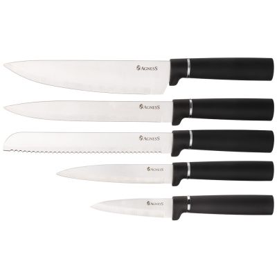 НАБОР AGNESS ИЗ 10ПР: 5 НОЖЕЙ, 4 ДОСКИ И ПОДСТАВКА, ЦВЕТ: ЧЕРНЫЙ МРАМОР-4