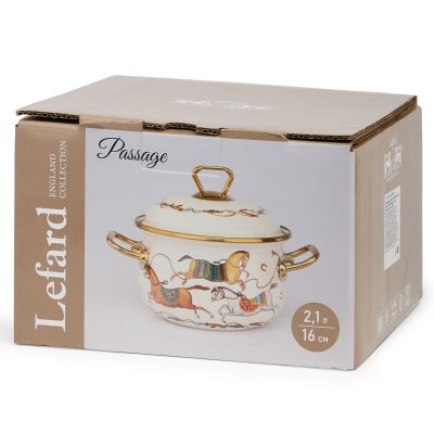 КАСТРЮЛЯ LEFARD ЭМАЛИРОВАННАЯ С КРЫШКОЙ, СЕРИЯ PASSAGE, 2,1Л, ДИА.16СМ ПОДХОДИТ ДЛЯ ИНДУК.ПЛИТ-1