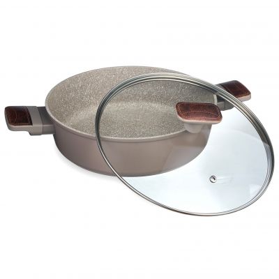 СОТЕЙНИК СО СТЕКЛ. КРЫШКОЙ И АНТИПРИГАРНЫМ ПОКРЫТИЕМ PFLUON MARBLE, 26*7,5 СМ-2