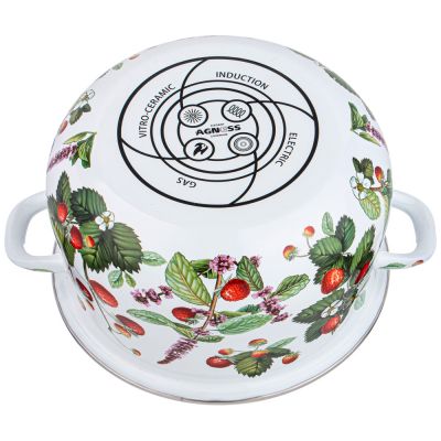 КАСТРЮЛЯ AGNESS ЭМАЛИРОВАННАЯ С ЭМАЛ.КРЫШКОЙ СЕРИЯ 