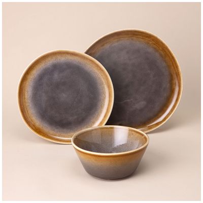 НАБОР ПОСУДЫ ОБЕДЕННЫЙ НА 4 ПЕР. 12 ПР. КОРИЧНЕВЫЙ-0