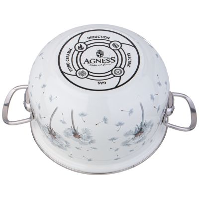 КАСТРЮЛЯ AGNESS ЭМАЛИРОВАННАЯ СО СТЕКЛЯННОЙ КРЫШКОЙ СЕРИЯ 