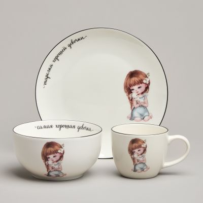 НАБОР ПОСУДЫ LEFARD ХОРОШАЯ ДЕВОЧКА, 3 ПР.: САЛАТНИК 470МЛ, ТАРЕЛКА 20СМ, КРУЖКА 220МЛ-0