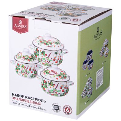 НАБОР КАСТРЮЛЬ AGNESS ЭМАЛИРОВАННЫХ СЕРИЯ 