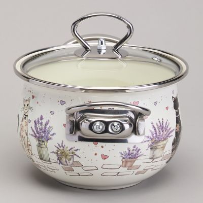 КАСТРЮЛЯ AGNESS ЭМАЛИРОВАННАЯ СО СТЕКЛЯННОЙ КРЫШКОЙ СЕРИЯ 