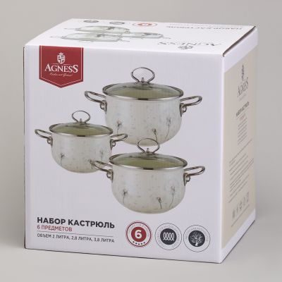 НАБОР КАСТРЮЛЬ ЭМАЛИРОВАННЫЙ, СЕРИЯ 