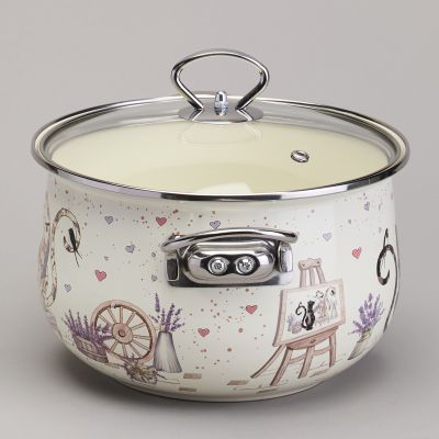 КАСТРЮЛЯ AGNESS ЭМАЛИРОВАННАЯ СО СТЕКЛЯННОЙ КРЫШКОЙ СЕРИЯ 