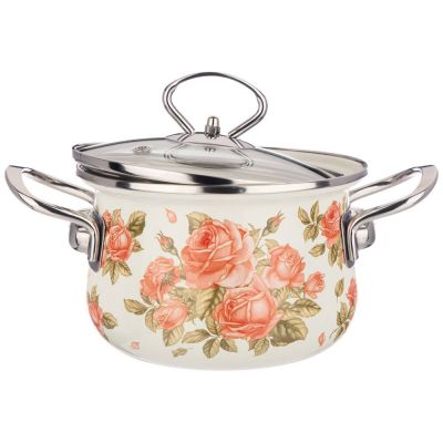 КАСТРЮЛЯ AGNESS ЭМАЛИРОВАННАЯ СО СТЕКЛ. КРЫШКОЙ, СЕРИЯ 