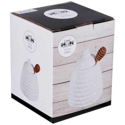 БАНКА ДЛЯ МЕДА LEFARD С ДЕРЕВ. ЛОЖКОЙ 400 МЛ (КОР=24ШТ.)-1