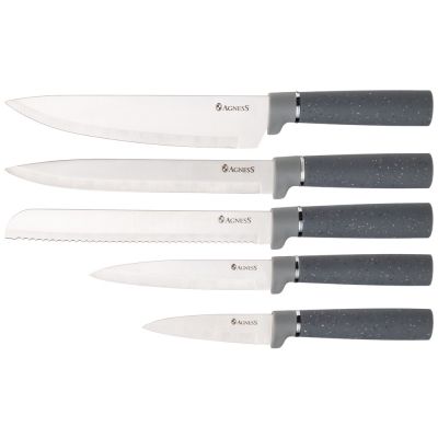 НАБОР AGNESS ИЗ 12ПР: 5 НОЖЕЙ,ДОСКА,ПОДСТАВКА,ПОЛОВНИК,ЛОЖКА,ЛОПАТКА,ШУМОВКА,ЛОЖКА ДЛЯ СПАГЕТТИ-2