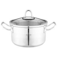 КАСТРЮЛЯ AGNESS 18X10 СМ 2,3 Л ВЫСОКОКАЧЕСТВЕННАЯ НЕРЖ СТАЛЬ 18/10 СО СТЕКЛ.КРЫШКОЙ
