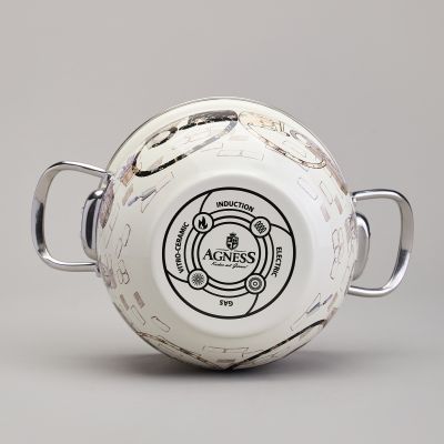 КАСТРЮЛЯ AGNESS ЭМАЛИРОВАННАЯ СО СТЕКЛЯННОЙ КРЫШКОЙ СЕРИЯ 