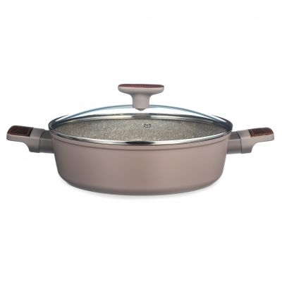 СОТЕЙНИК СО СТЕКЛ. КРЫШКОЙ И АНТИПРИГАРНЫМ ПОКРЫТИЕМ PFLUON MARBLE, 26*7,5 СМ-1