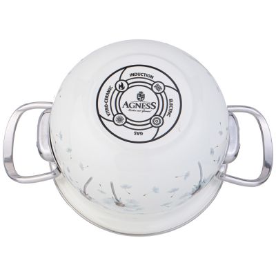 КАСТРЮЛЯ AGNESS ЭМАЛИРОВАННАЯ СО СТЕКЛЯННОЙ КРЫШКОЙ СЕРИЯ 