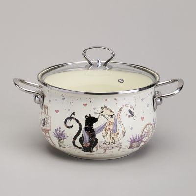 КАСТРЮЛЯ AGNESS ЭМАЛИРОВАННАЯ СО СТЕКЛЯННОЙ КРЫШКОЙ СЕРИЯ 