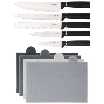 НАБОР AGNESS ИЗ 10ПР: 5 НОЖЕЙ, 4 ДОСКИ И ПОДСТАВКА, ЦВЕТ: ЧЕРНЫЙ МРАМОР-2