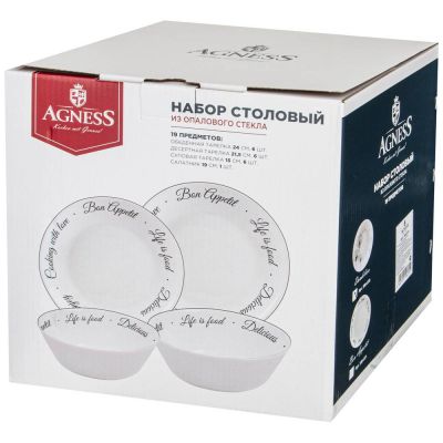 НАБОР СТОЛОВЫЙ AGNESS BON APPETIT 19ПР: 24СМ/21,5СМ/15СМ/19СМ-1